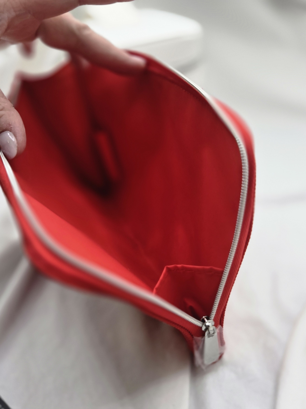 Dior White & Pink Floral Vanity Pouch and Red Cosmetic Clutch Set - Picture 9 of 14